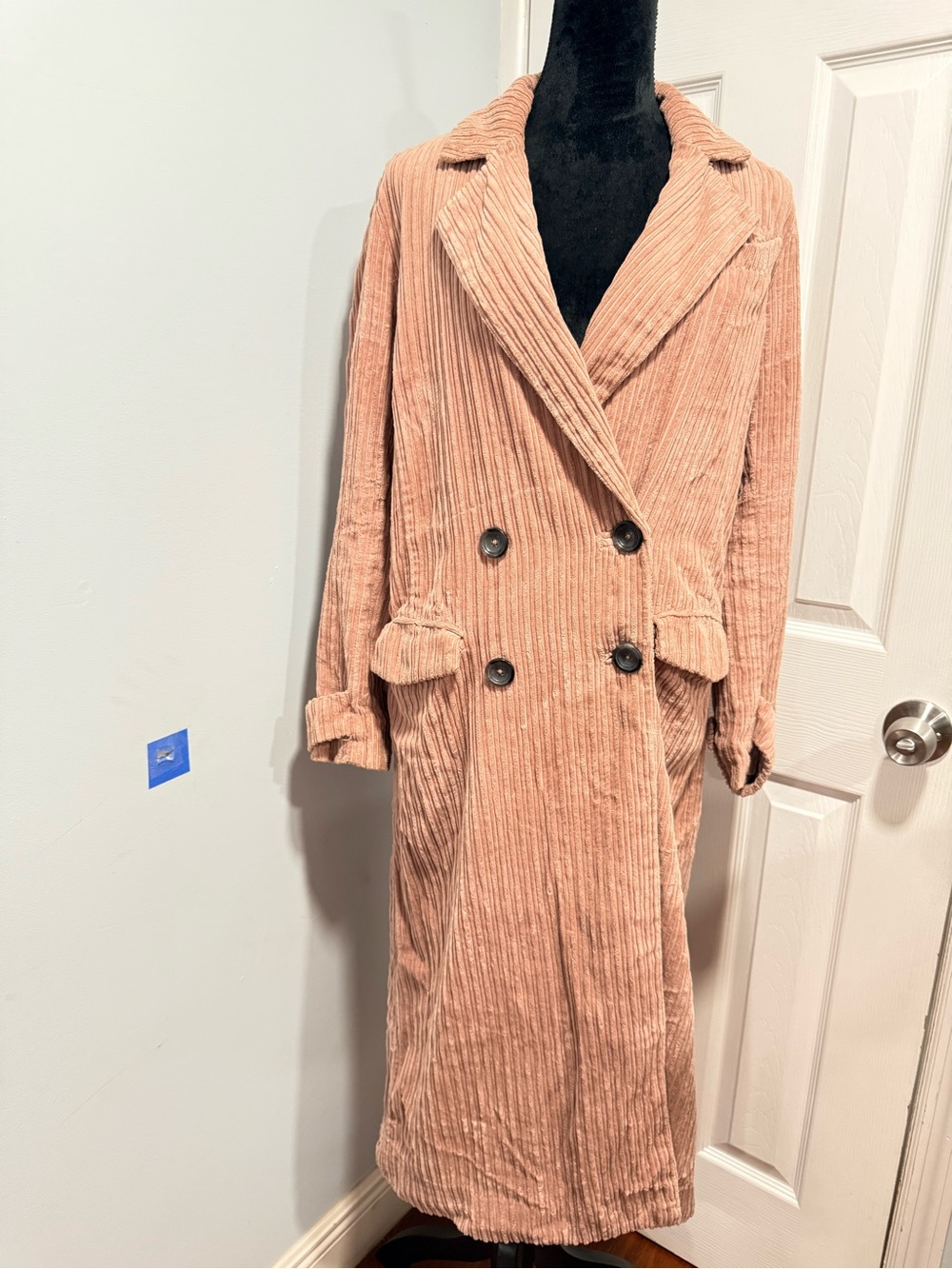Free People Dusty Rose Corduroy Long Trench Coat